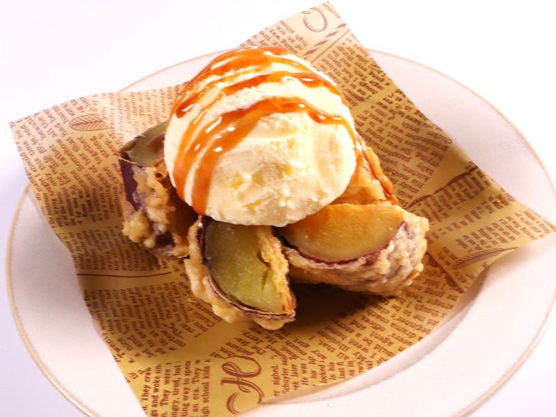焼きいも天ぷらのアイスのせ